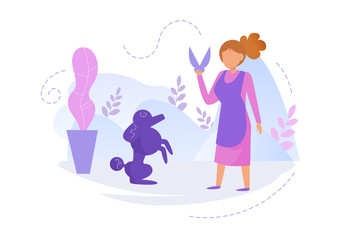 Hairdresser for animals Groomer Vector. Cartoon. Isolated art on white background.