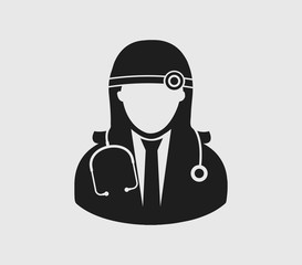 Female Otorhinolaryngologist medical icon. Flat style illustration.