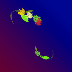 abstract floral composition on blue background