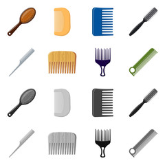 Isolated object of brush and hair icon. Set of brush and hairbrush stock vector illustration.