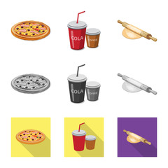 Vector illustration of pizza and food icon. Set of pizza and italy vector icon for stock.
