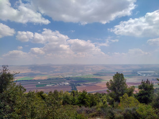 Top view of Hula valley and the Golan Heights, Israel Summer travel photo