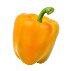 Fresh sweet pepper yellow bell isolated on white background with clipping path