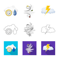 Isolated object of weather and climate logo. Collection of weather and cloud stock symbol for web.