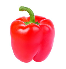 Fresh sweet  red pepper bell isolated on white background with clipping path