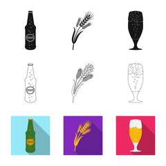 Vector illustration of pub and bar symbol. Set of pub and interior stock vector illustration.