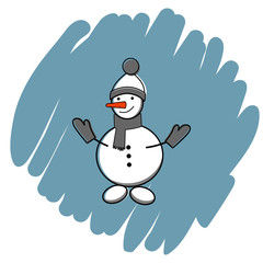 Snowman icon vector illustration on blue background