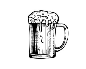 Line Art Hand Drawn Vector Glass Beer Tool to Drink Sign Symbol Icon Logo template Design Inspiration