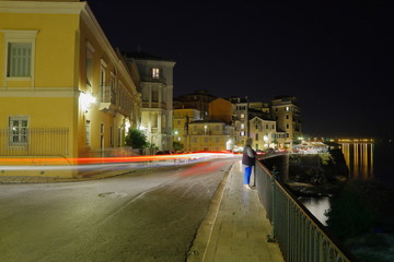 Lighttrails in the Old Town of Corfu, Greece