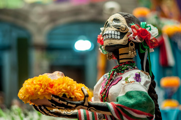 catrina mexicana ofrenda de  dia de muertos mexicanas calaveras halloween sonriente moños...