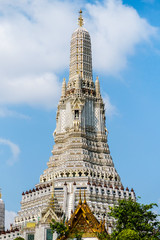 One Of The Prang or Tower Like Spire Of The Wat Arun Temple In Bangkok Thailand