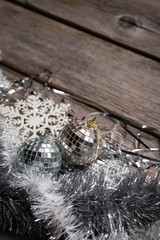 Christmas background on the wooden