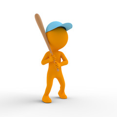 Baseball Playing Stick Figure