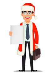 Business man in Santa Claus costume