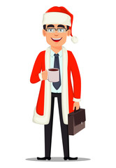 Business man in Santa Claus costume