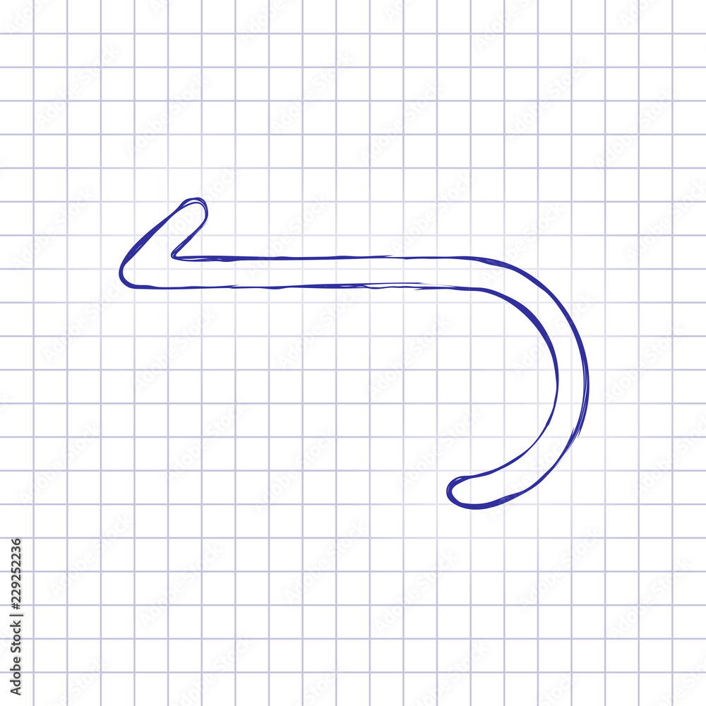 Poster simple arrow, backward. navigation icon. linear symbol with thin line. one line style. hand drawn pi