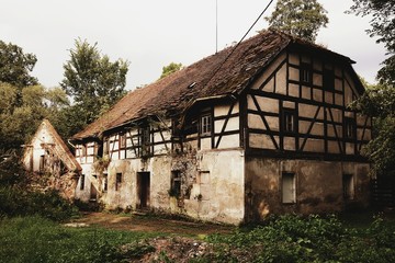 Old abandoned rural house in polish village