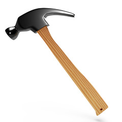 Hammer on white background, isolated. 3D rendering