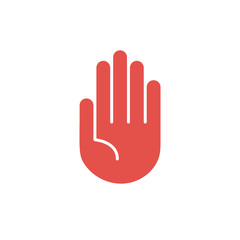 Hand, fünf Finger - Icon, Piktogramm, grafisches Element - rot