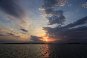 Sunset over the sea in Nordland count Bronnoysund,Northern Norway