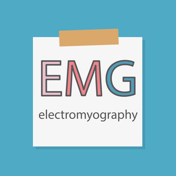 EMG Electromyography written in a notebook paper- vector illustration