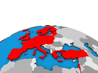 OECD European members on political 3D globe.