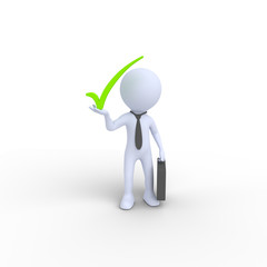 Man holding a check mark and a briefcase