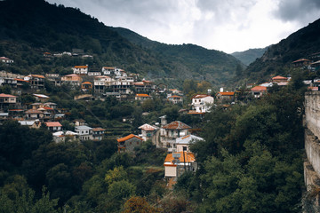 Fototapeta na wymiar Small Troodos village on the mountains of Cyprus