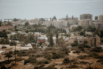 Obraz premium Panoramic view of Limassol city on Cyprus from the mountain