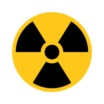Radioactive material sign. Symbol of radiation alert, hazard or risk. Simple flat vector illustration in black and yellow