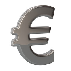 3D illustration silver metal euro logo modern symbol isolated