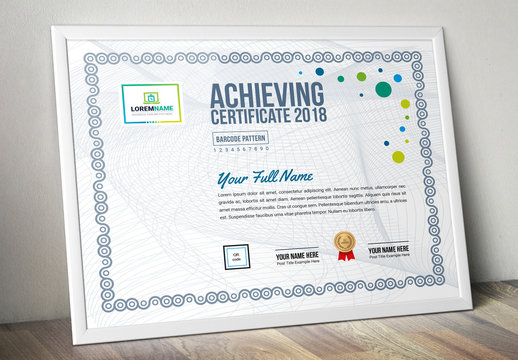 Certificate of Achievement Layout with Blue and Green Elements