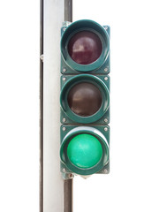 traffic light on green color isolated on white
