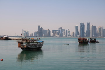 Skyline and Fishing harbour Doha, Qatar
