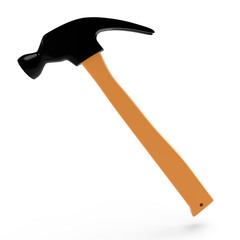 Hammer on white background, isolated. 3D rendering
