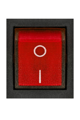 Red power switch, isolated on white background, with clipping path