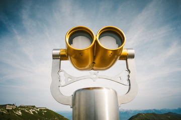 Gold color tourist binoculars