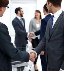 Fototapeta premium handshake of business partners after the briefing