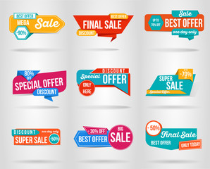 set of Sale banner template design. special offer, end of season , This weekend only. Modern promotion square web poster. vector illustration.