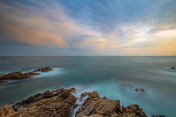 Nice long exposure picture from a Spanish coastal, Costa Brava, near the town Palamos