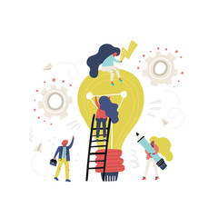 Lightbulb and workers