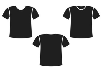 Black T-shirt. Front view, rear view. Vector illustration