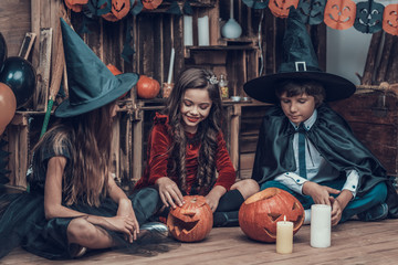 Adorable Little Children in Halloween Costumes