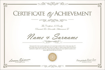 certificate or diploma retro vintage design