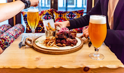 grilled ribs with french fries