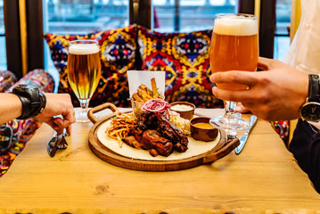 grilled ribs with french fries