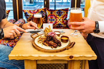 grilled ribs with french fries