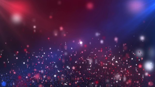 Stylish Red and Blue Stars Looping Motion Background.  1080p 30fps Loop.
