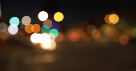 City bokeh from moving cars for green screen