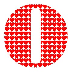 Uppercase letter O with a red heart pattern - 229266825